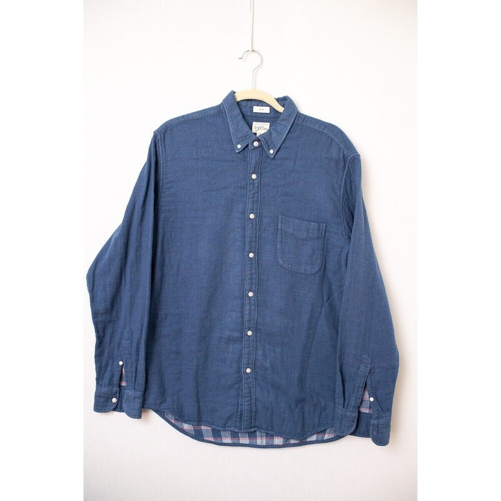 J. Crew Blue Slim plaid lined button up shirt mens